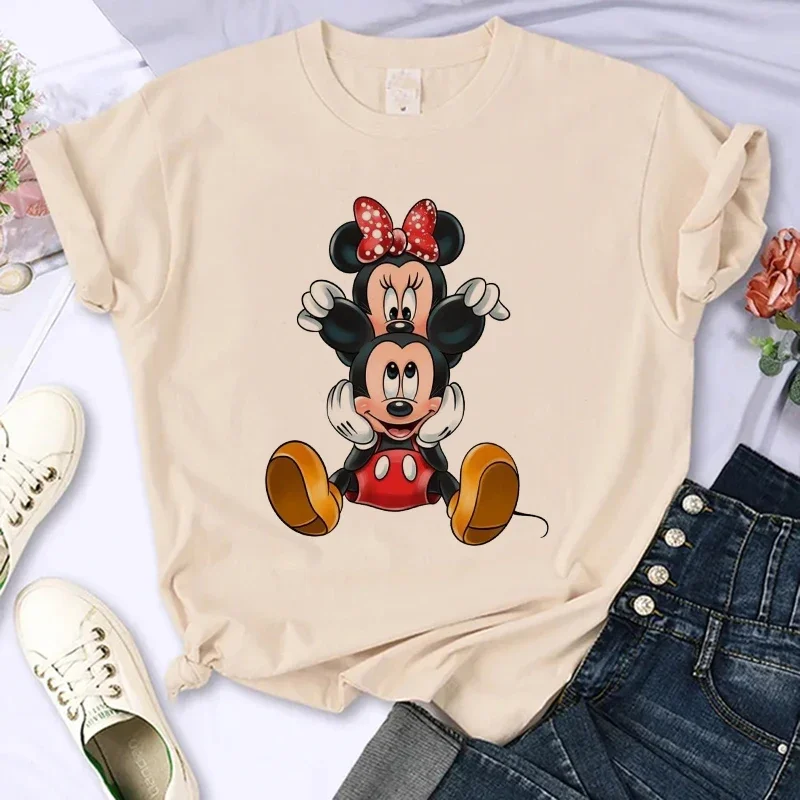 90S Funny Disney T Shirt Minnie Children T-shirt Kawaii Tshirt Mickey Mouse Anime Cartoons Casual Vintage Clothes Women Top Tee