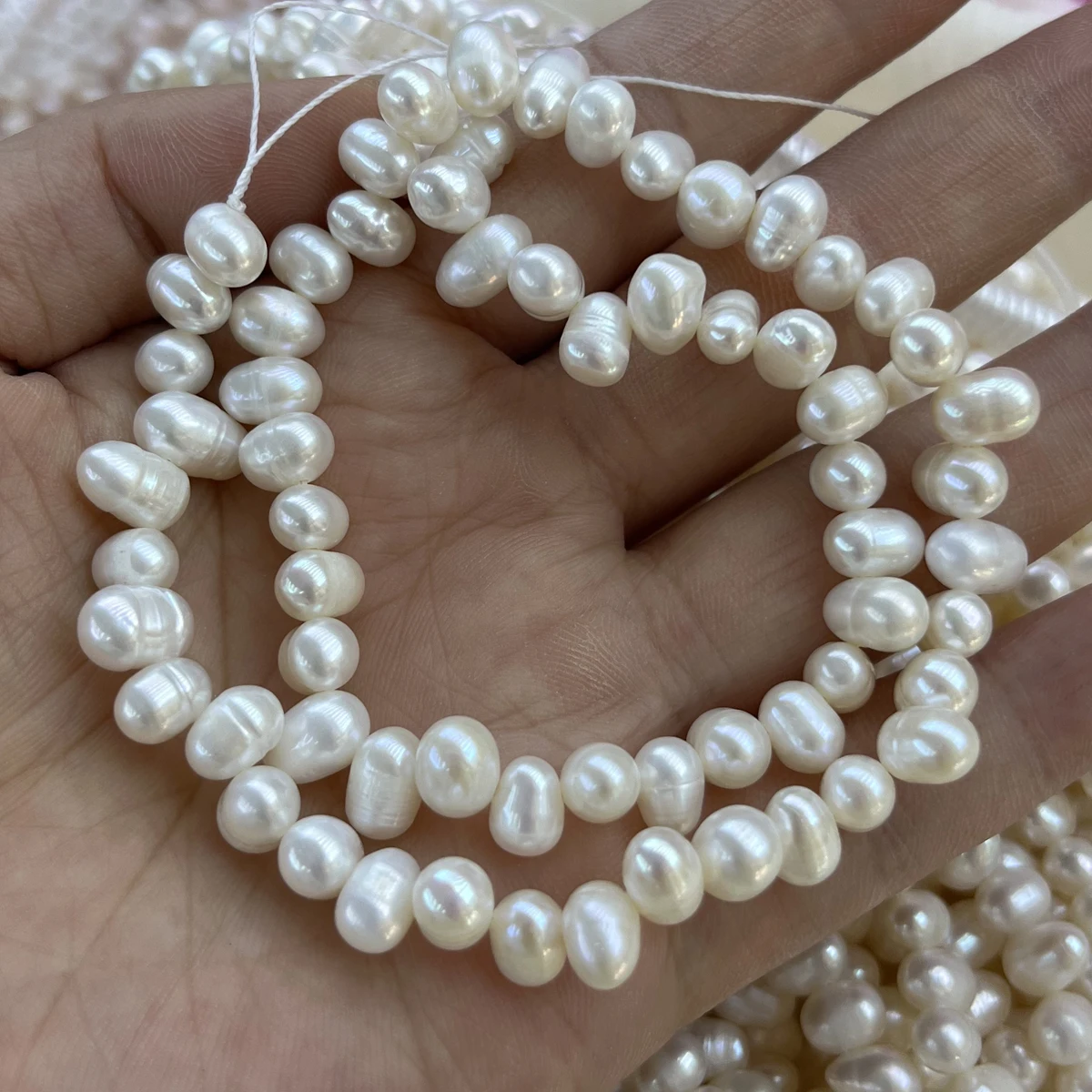 

5-6mm AA Natural Freshwater Pearl Beaded 3/7 hole White Spaced Loose Beads for Jewelry Making DIY Necklace Bracelet Accessories