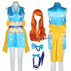 Anime Wano Country Nami Cosplay Costumes Kimono Dress Halloween Costumes for Women Vestido Role Play Suit Clothing