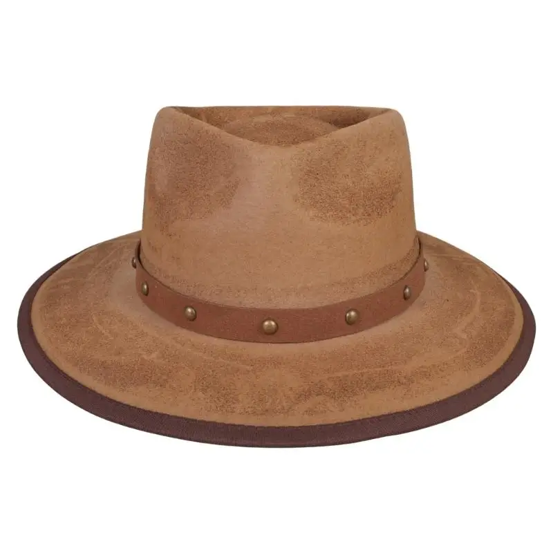 652F Distressed Wool Fedoras Hat Cosplay Headwear for Photography and Casual Event