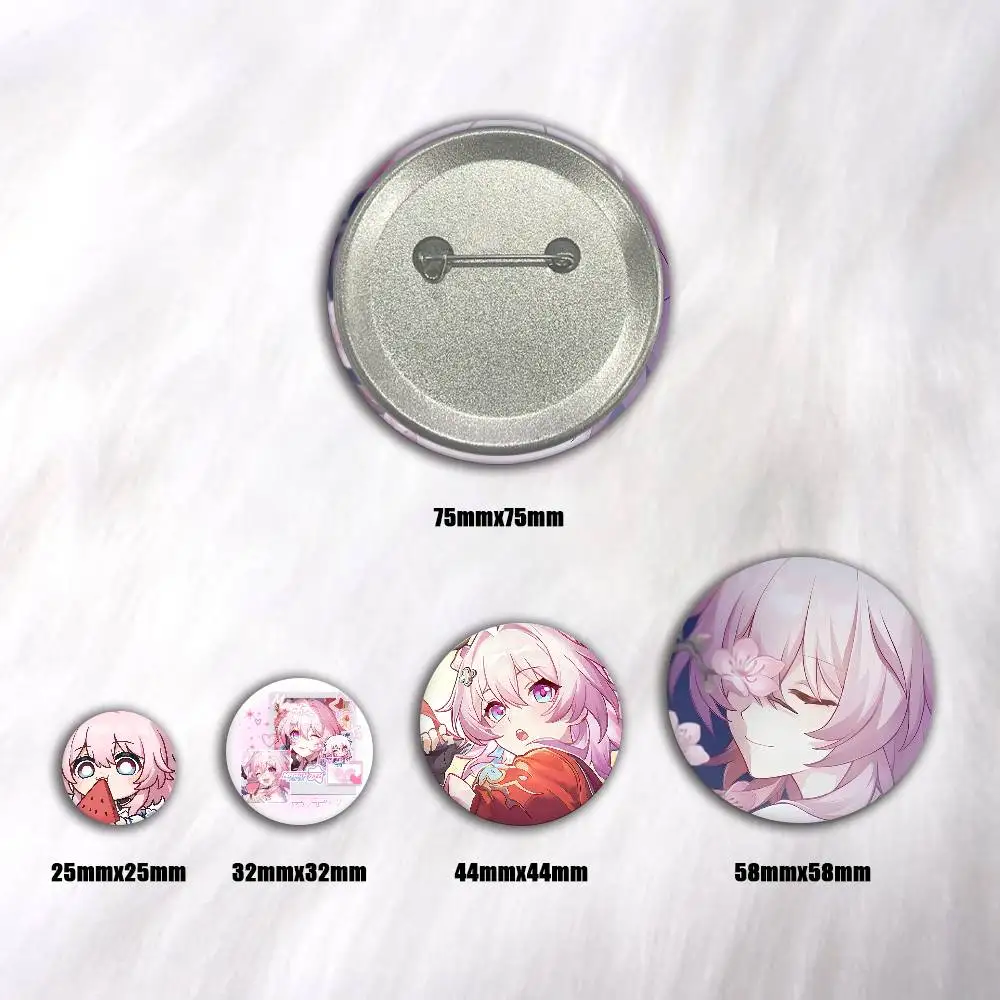 A-March 7th 75x75 25x25 Mm Cartoon Round Brooches On Backpack Shirt Accessories Jewelry Badge Gift For Friends