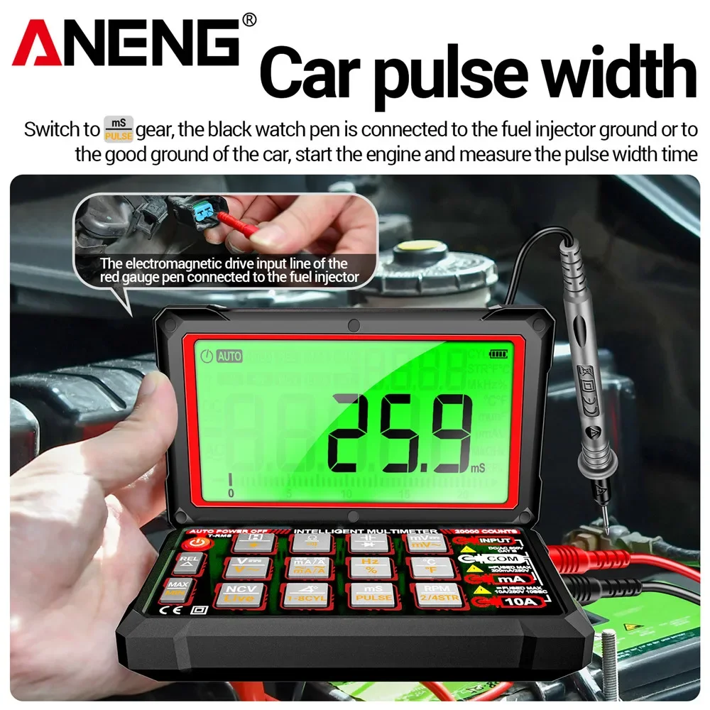 ANENG 623 Automotive Multimeter 20000 Count AC voltage Current Resistance Duty cycle% ﻿Temperature Car Pulse Width Test Tools