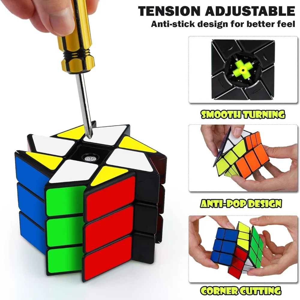 Qiyi magiczna kostka zestaw zabawka kostka 2x2 3x3 4x4 Pyraminx trójkąt Fenghuolun lustro Puzzle do układania na czas kostka 6 opakowanie dla dzieci edukacyjne