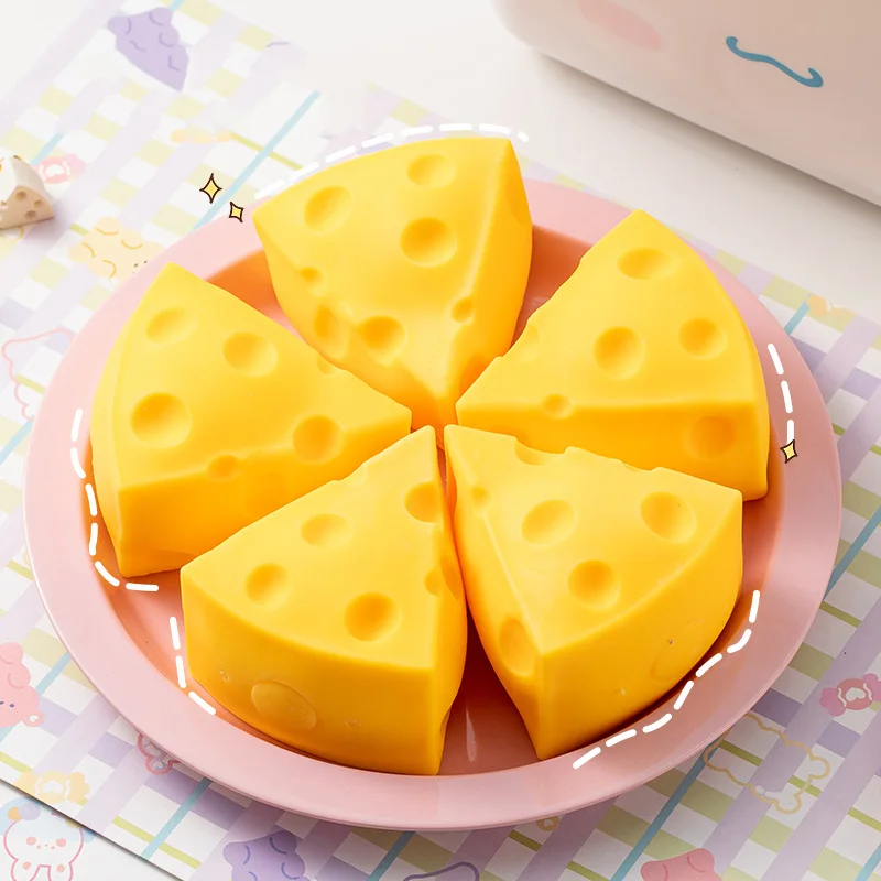 Simulação de queijo brinquedos mole, bolas de alívio do estresse, descompressão, recuperação lenta, brinquedo sensorial para crianças, lembranças de festa de aniversário