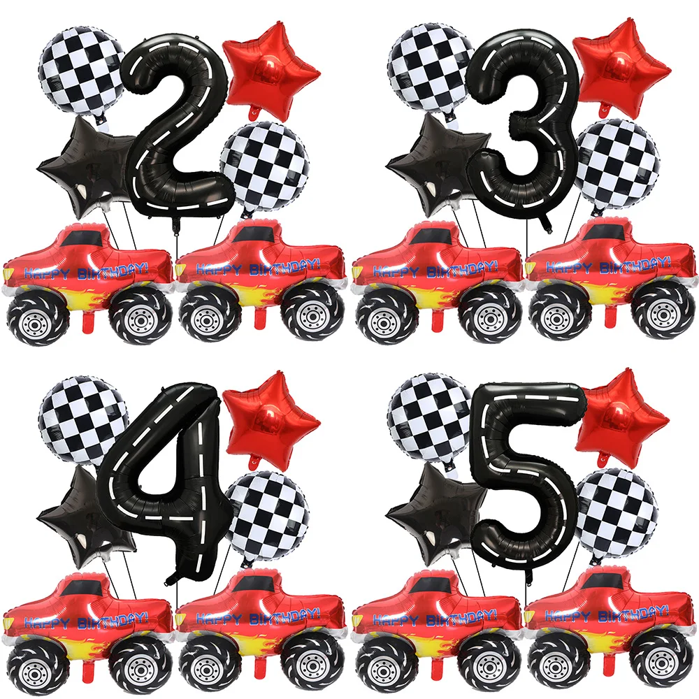 1set Monster Truck Balloons 40inch Number Balloon Set Monster Truck Birthday Balloon Baby Shower Race Car Party Decor Supplies