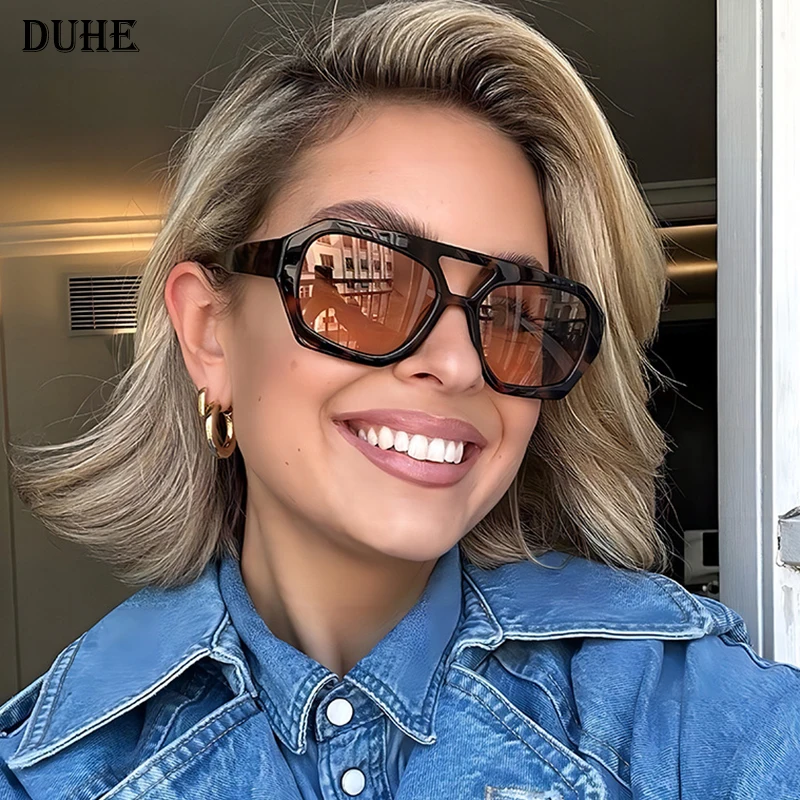 Retro double bridge hot selling women's sunglasses fashionable driving sunglasses UV400 brand men's popular sunglasses DUHE