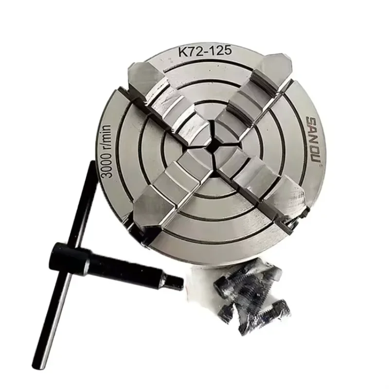 

K72-125 Small 4 Jaw Lathe Chuck 125mm Independent Chuck with Jaw Hardened Steel for Mini Lathe