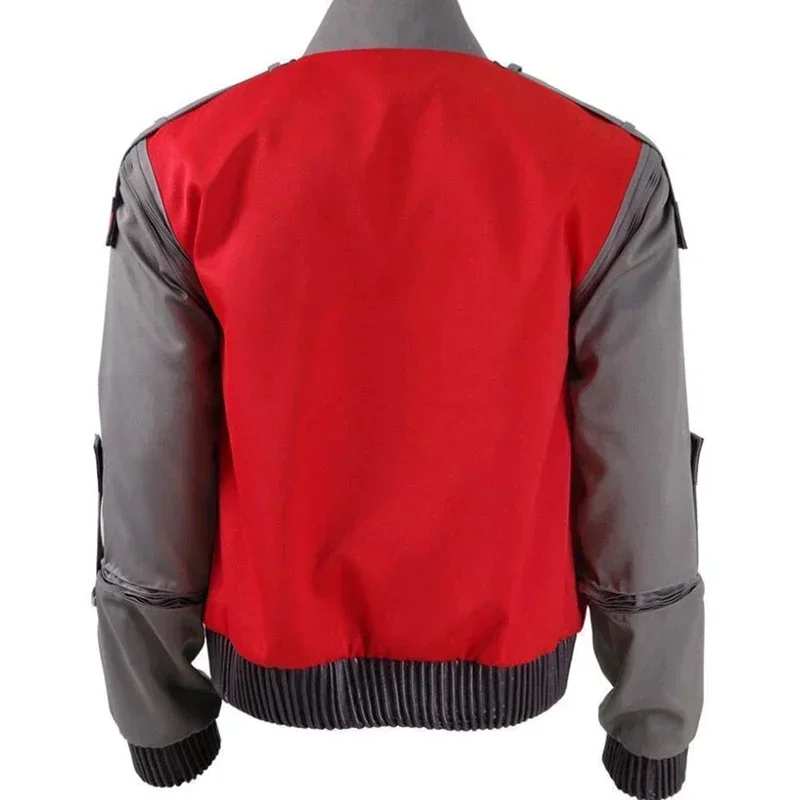 زي الهالوين الكلاسيكي باللون الأحمر والبرتقالي معطف خارجي من فيلم العودة إلى المستقبل Jr Marlene Seamus Marty Mcfly Jacket Cosplay #2