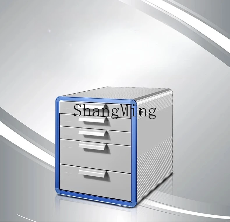 

HJ Desktop File Cabinet with Lock Aluminum Alloy Data Storage Office Storage Drawer File Box