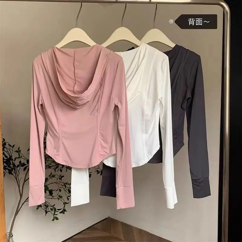 Women Yoga Jacket Long Sleeve Sports Tops Zip Fitness Shirt Winter Warm Hoodie Gym Top Activewear Running Coats Workout Clothes