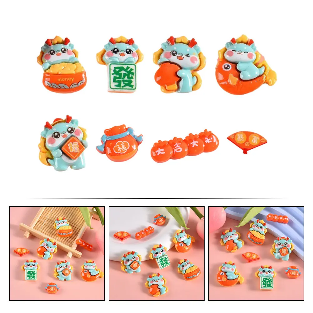 

8pcs Resin Diy Materials Kit Mixed Style Flatback Charms For Phone Case Scrapbook Fridge Sticker Jewelry Making Craft Lovers