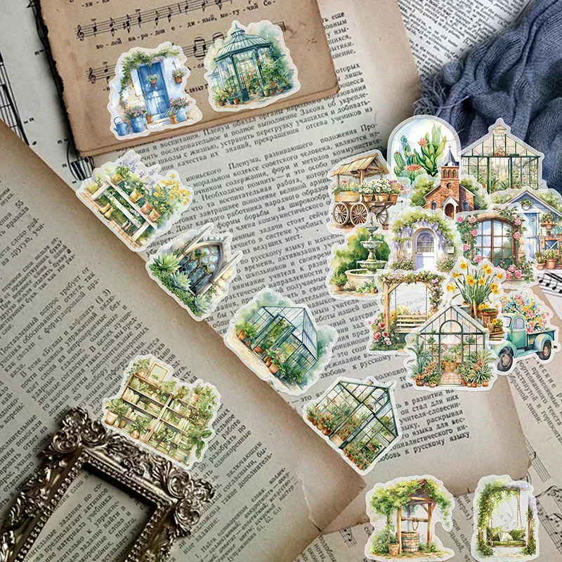 50PCS Flower Field Cottage Cartoon Stickers DIY Scrapbooking Guitar Snowboard Motorcycle Luggage PET Sticker