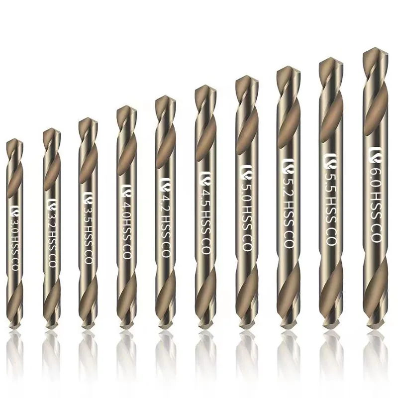 10pcs Double Head Drill Bit Set HSS Double-edged Cobalt Ultrahard Twist Drill Bit For Metal Stainless Steel Borehole With Box