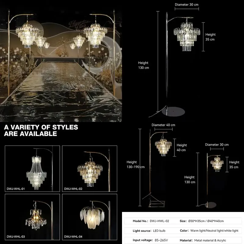 Metallic Glass Wedding Hall Walkway Decorative Lighting Stage Road Guide LED Lights Centerpiece
