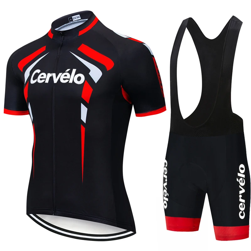 Cervélo Men Cycling Jersey Set Short Sleeve Bib Road Bike Suit Breathable Quick Dry Bicycle Clothing Summer Outdoor Racing Wear