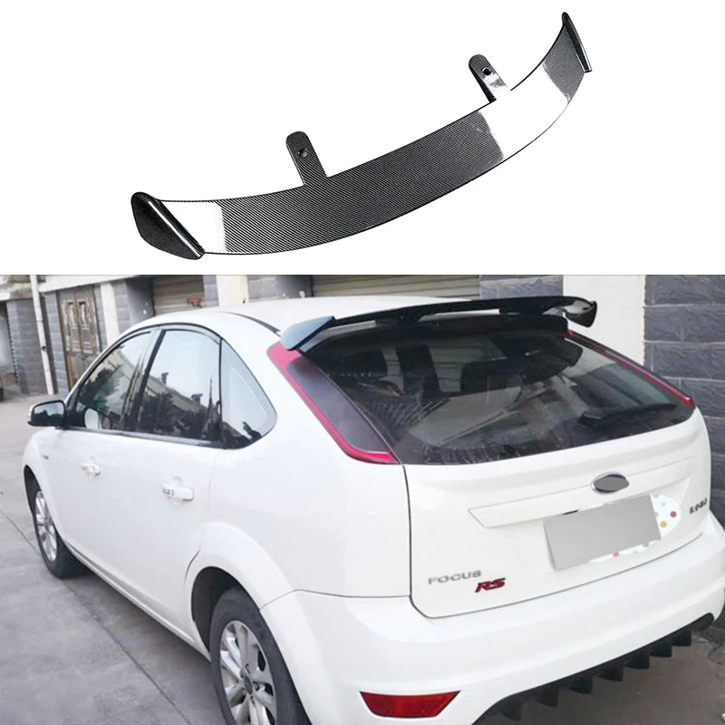 For FORD FOCUS Black/Carbon Fiber Look Car Rear Roof Lip Spoiler MK2 ST 2004-2011 Car Rear Trunk Spoiler Lip Boot Wing Lip