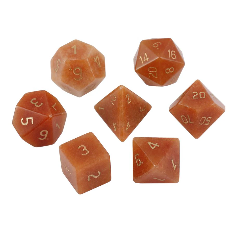 Spot Goods Natural Red Aventurine Polyhedral DND RPG Stone Dice Ornaments Jewelry Accept Custom Font Symbol Pattern Logo