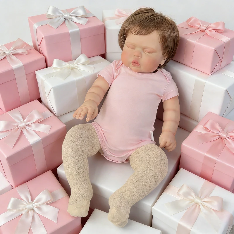 60CM Rooted Hair Reborn Tollder Pickle Handmade Baby Doll in Cotton Body