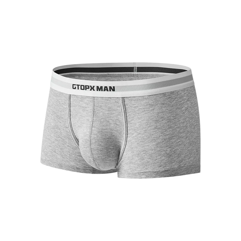 GTOPXMAN Men Trunks Threaded Panties Enlarged U Convex Pouch Underwear Sweat-Absorbing Breathable Underpants Thin Sports Boxers