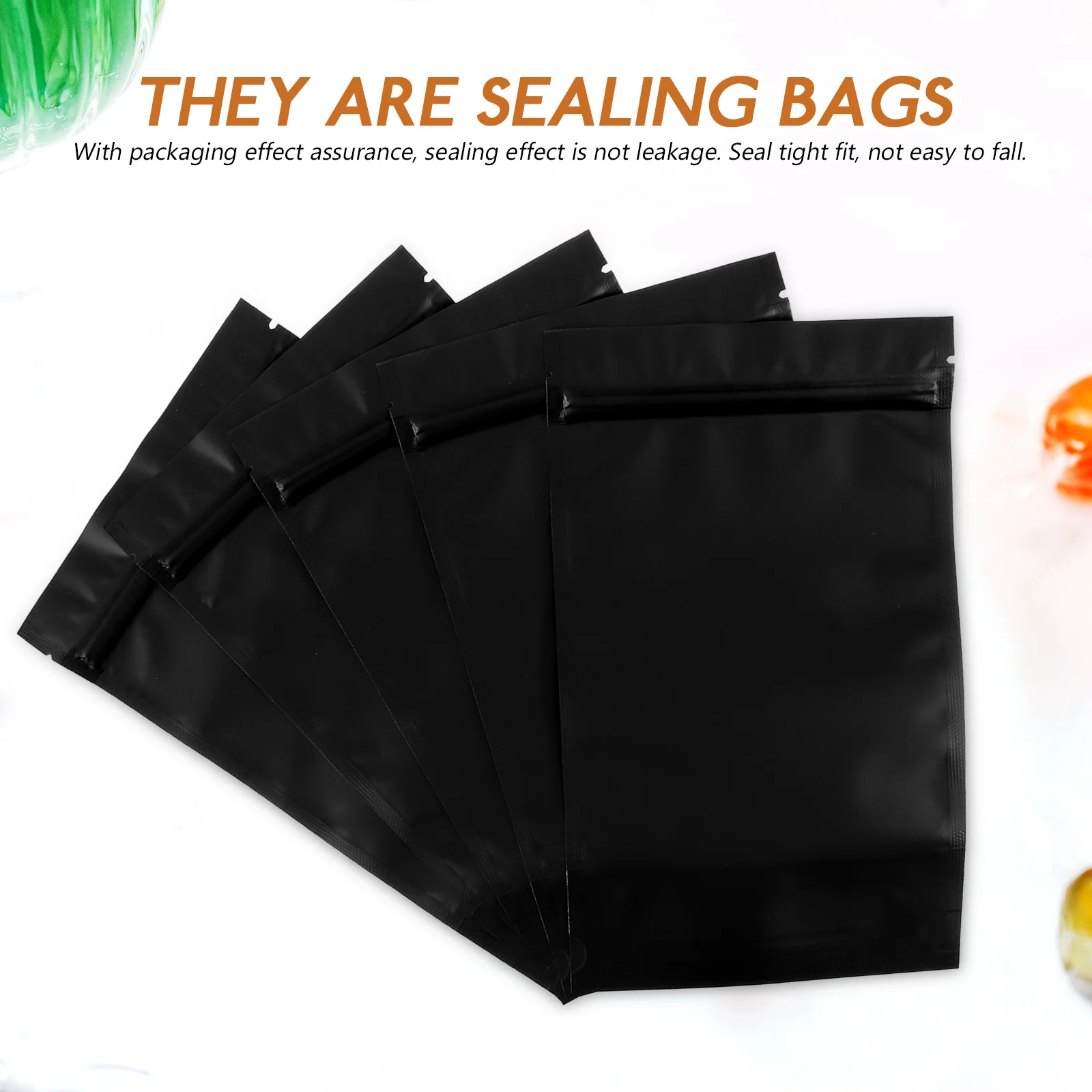 

100pcs Black Resealable Food Packaging Bags 12x20cm Reusable Storage Tea Coffee Snack Sealed Wrapping Grocery Bags