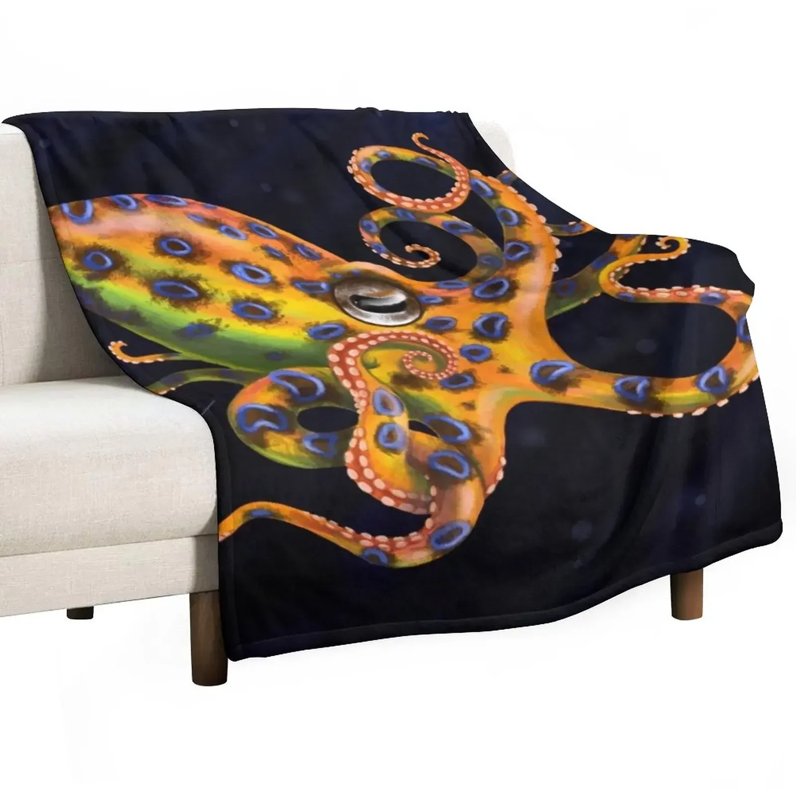 

Blue Ringed Octopus Throw Blanket warm winter blankets and throws Luxury Throw Blankets