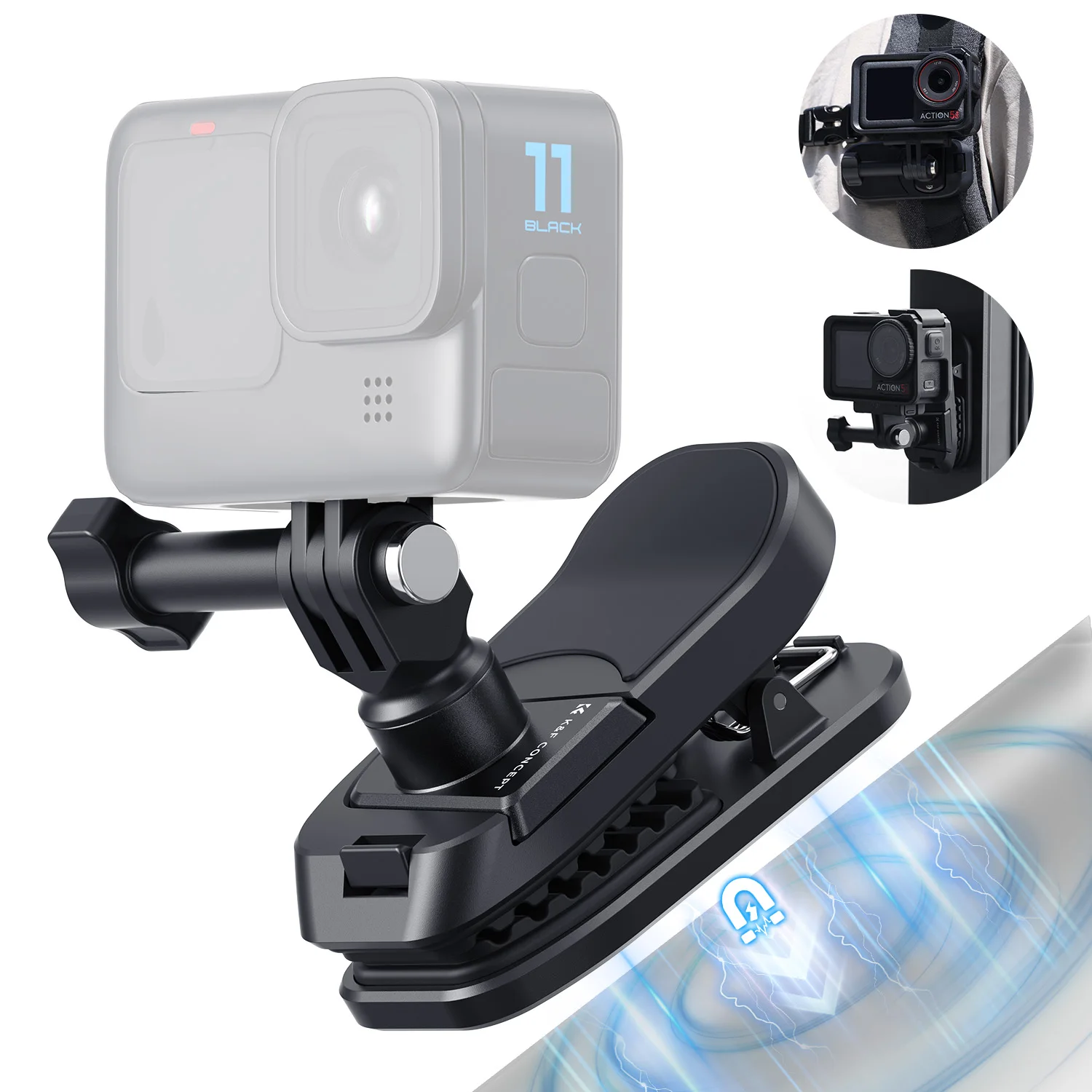 K&F CONCEPT Voorruit/Magnetisch/Rugzak/Helm met Riempje 3M Lijm voor GoPro HERO DJI Osmo Action Insta360 Schroefadapter 1/4