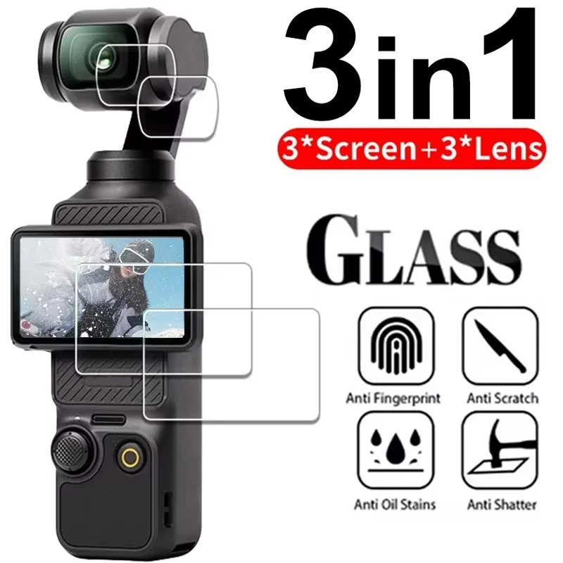 For DJI OSMO Pocket 3 Screen Protectors Camera Lens HD Tempered Glass Film For DJI Osmo Pocket 3 Full Coverage Protective Film