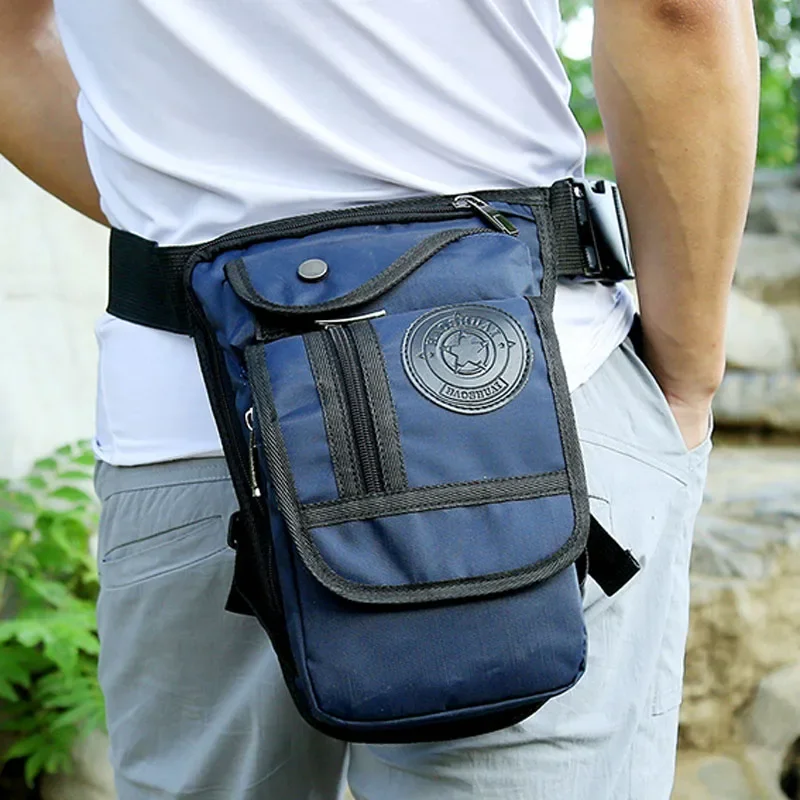 Masculino à prova dwaterproof água náilon gota perna saco fanny cintura pacote coxa cinto hip bum motocicleta equitação multi-purpose bolsa