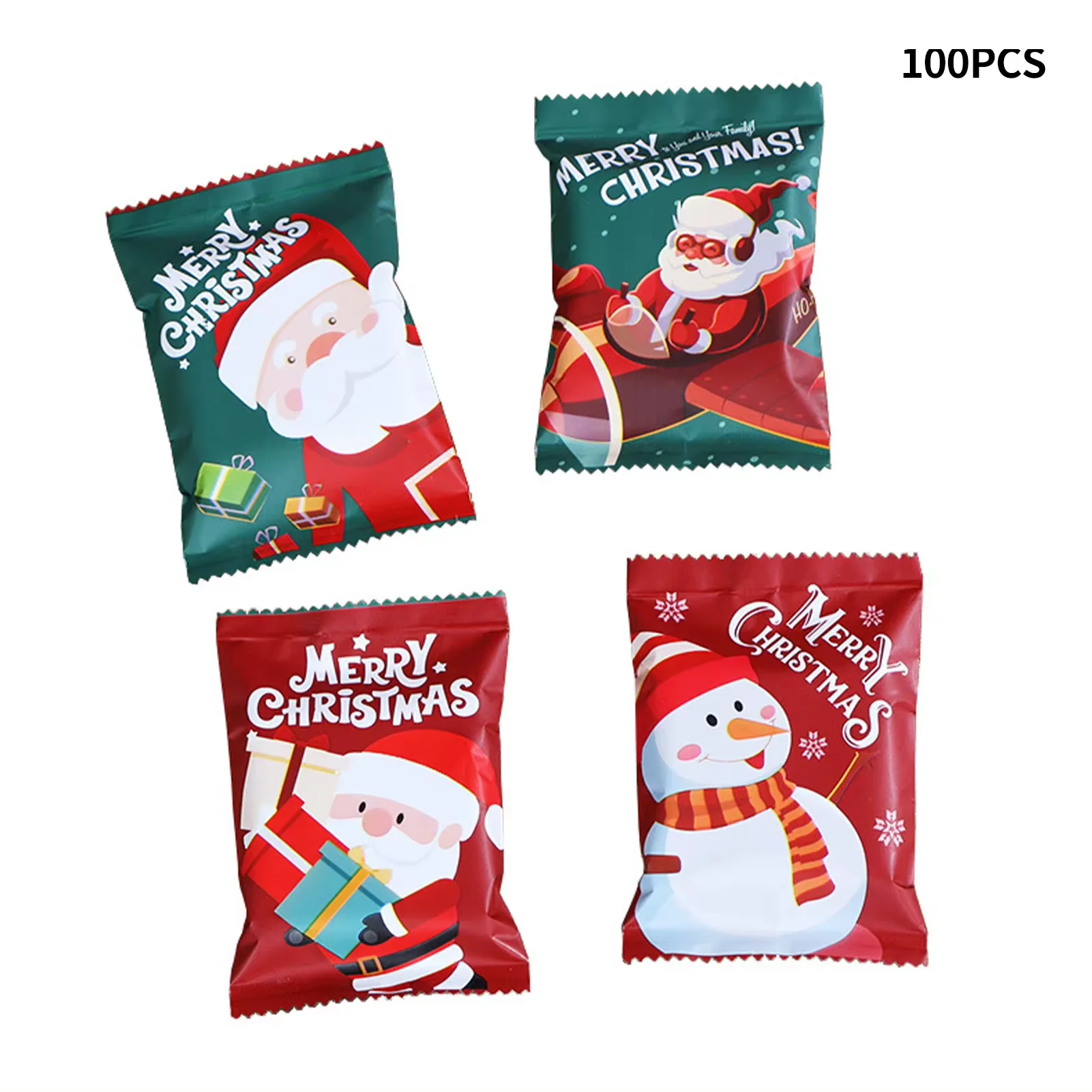 

100pcs Mixed Color Candy Christmas Cookie Wrapping Handmade Baking Gift Bags Aluminum Film Machine Sealed Bags