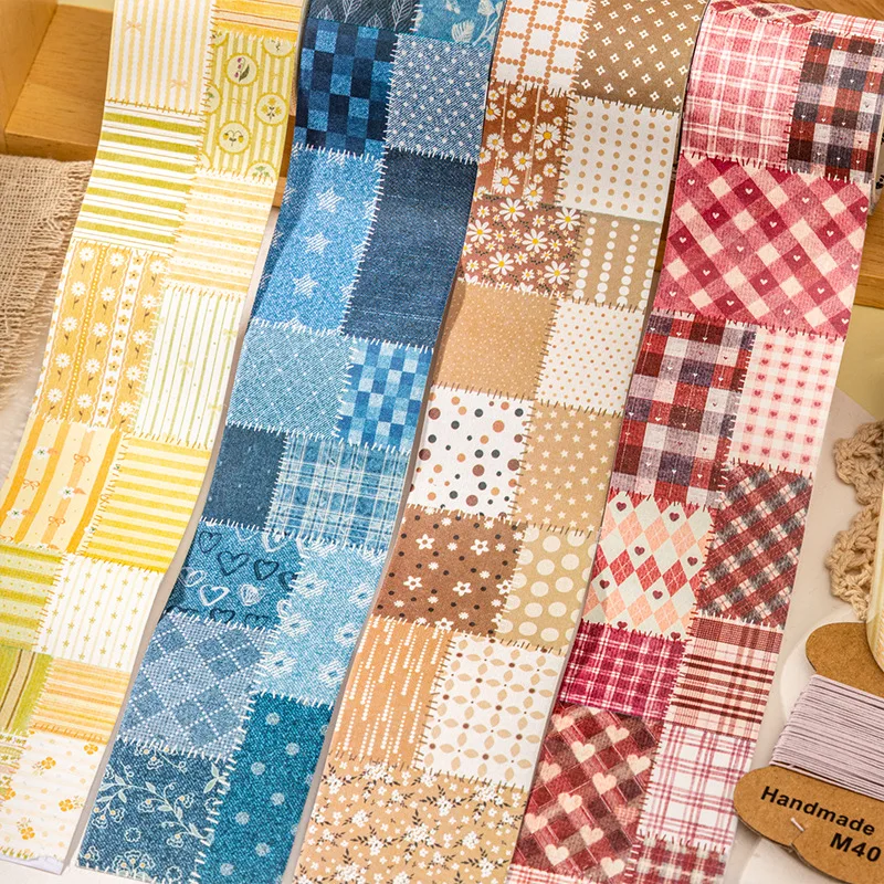 1 Rolle/2 Rollen Patchwork Whisper Serie Weißes Kraftband für Tagebuch-DIY-Collage-Dekorationsmaterial 4 Stile Vintage-Aufkleber