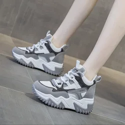 High Top Sports Women's Shoes 2024 Autumn New Item Thick Sole Height Increasing Casual Versatile Sports Vulcanized Single Shoe