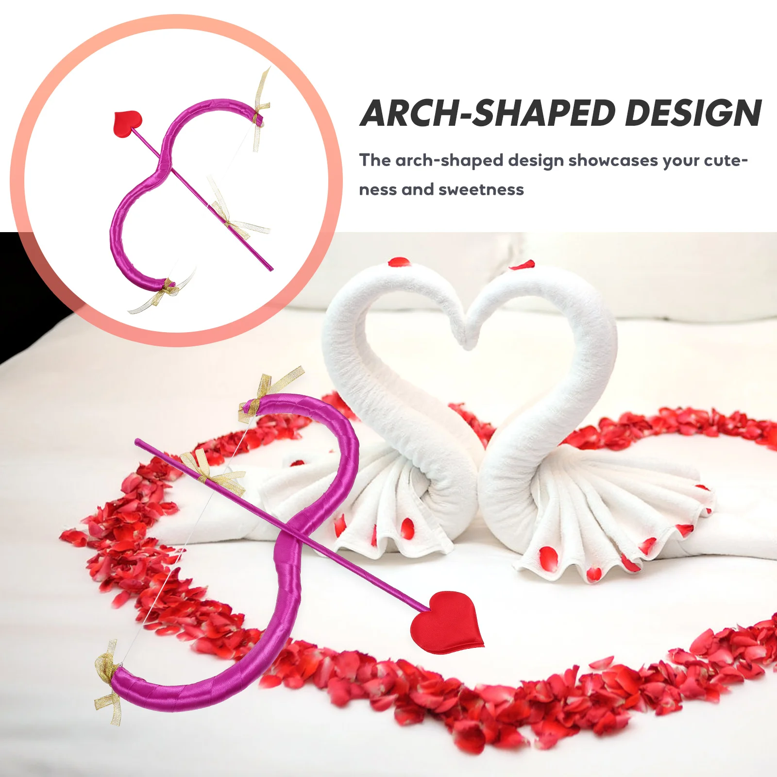 Pink Heart Bow Arrow Props Stage Performance Costume Accessories Party Supplies Festive Decorations Cupid Bow Arrow Valentine