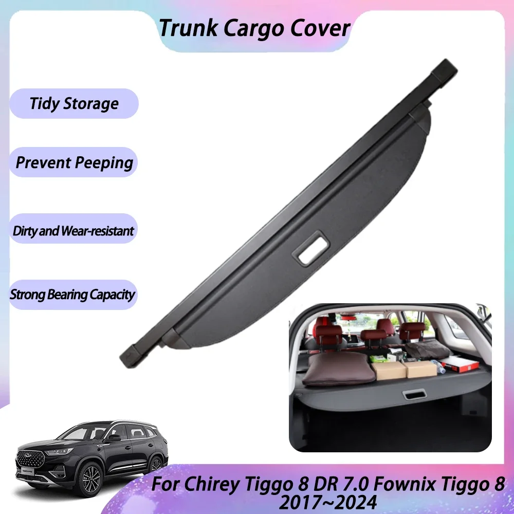 For Chirey Tiggo 8 DR 7.0 Fownix Tiggo 8 2017~2024 2019 2022 2023 Trunk Curtain Covers Luggage Storage Partition Tray Accessorie