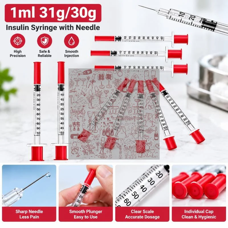 Disposable Insulin Injector Kit 40U Portable Small Liquid Dispensing Tools Consumable Supplies 1ml 30G 31G