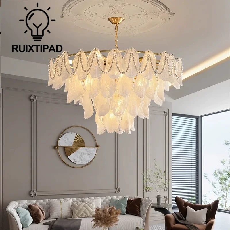 

Luxury Glass Chandelier with Pearls for Living Room Bedroom Pendant Lights for Dining Room Home Decor Indoor Lighting Fixture