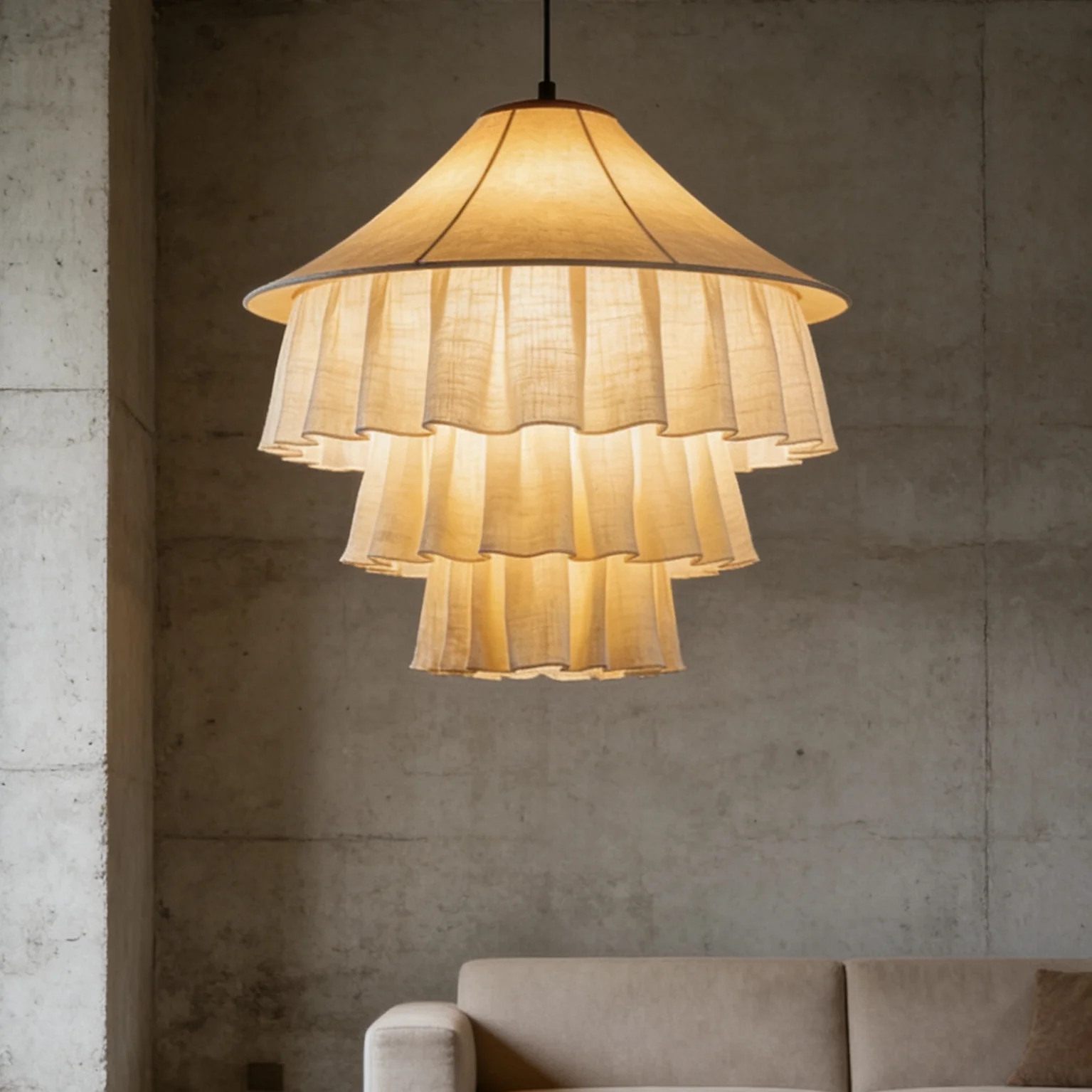 Japanese Wabi Sabi Linen Pendant Light Retro Zen Folded Shade for Tea Room Dining Bar Ceiling Lamp
