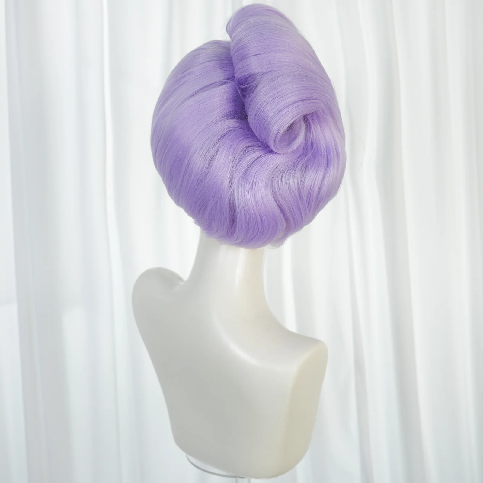 Light Purple Wig with Heart Shaped Bangs High Bun Updo Wig for Women Fantasy Fairy Princess Style for Music Festival Rave Party