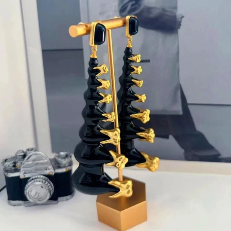 

YISON Новые ретро-серьги с длинными золотыми зубцами из серии High-Quality Facial Feature для женщин, модные ювелирные украшения, подарок