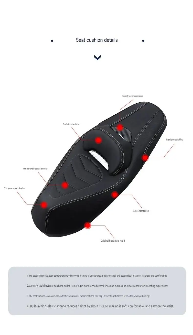 For NS125RX 2024 Scooter Modified Integrated Seat With Lumbar Backrest Breathable Leather Cushion Non-Destructive Direct
