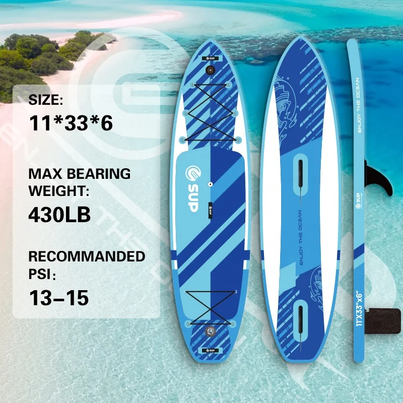 Opblaasbaar dubbellaags Kite Surf SUP-board met Premium Wing Sail-Blue Dropstitch PVC