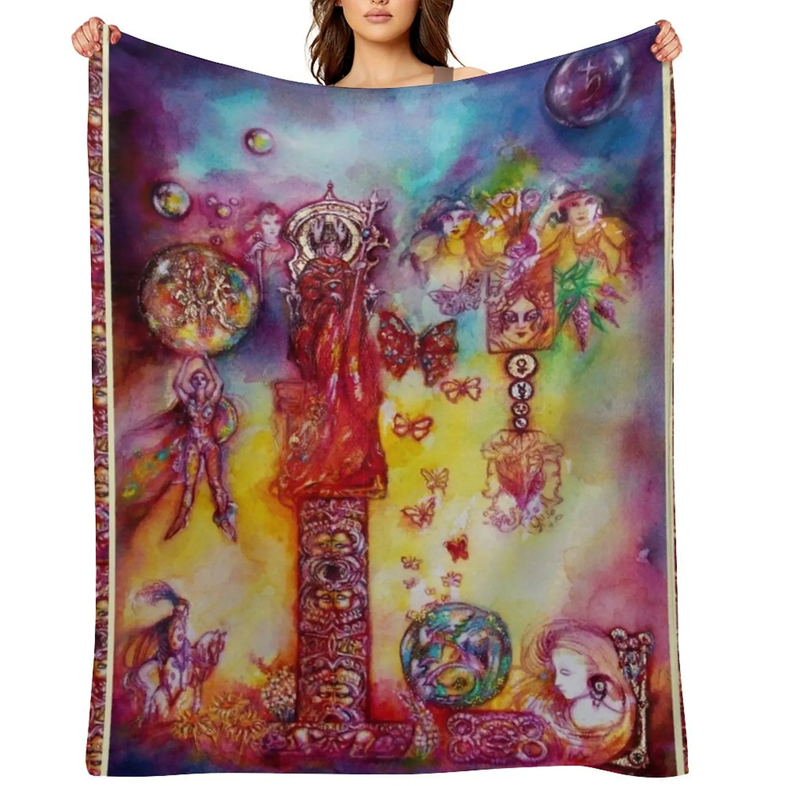 

GARDEN OF THE LOST SHADOWS ,FAIRIES AND BUTTERFLIES by Bulgan Lumini Throw Blanket Stuffeds Sofa Throw Soft Plush Plaid Blankets