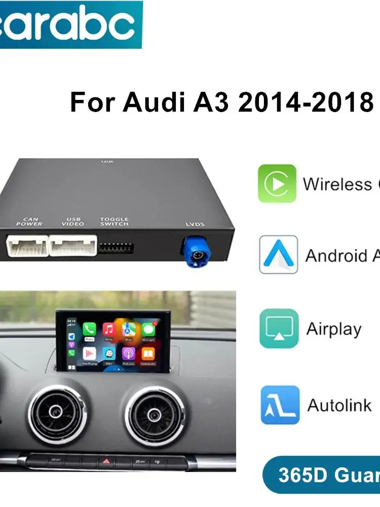 CARABC Wireless CarPlay Android Auto Adapter Mirror Link AirPlay Bluetooth GPS Navigation Für Audi A3 8v 2013-2018