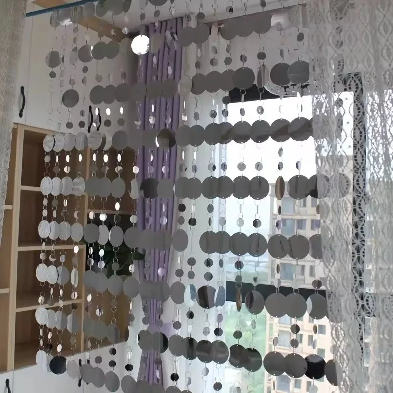 10 Streifen 100 cm runder Pailletten-Regenvorhang Gold Silber Kunststoff Vorhang Hintergrund Dekoration Hochzeit Geburtstag Party Dekoration – Detail 6
