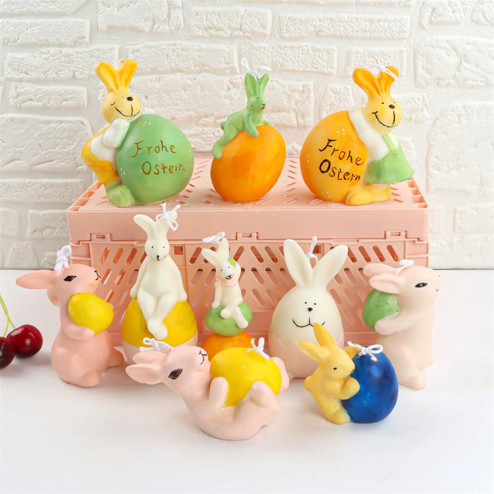 

Hot Selling 10 Sizes Cute Various Rabbit Silicone Mold Bunny Candle Plaster Fondant Cake Tool Topper Easter Day Gifts Decoration