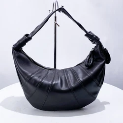 Genuine Leather Sheepskin Bags For Women Luxury Designer Handbags Purses 2024 New In Vintage Large Capacity Croissant  Shoulder