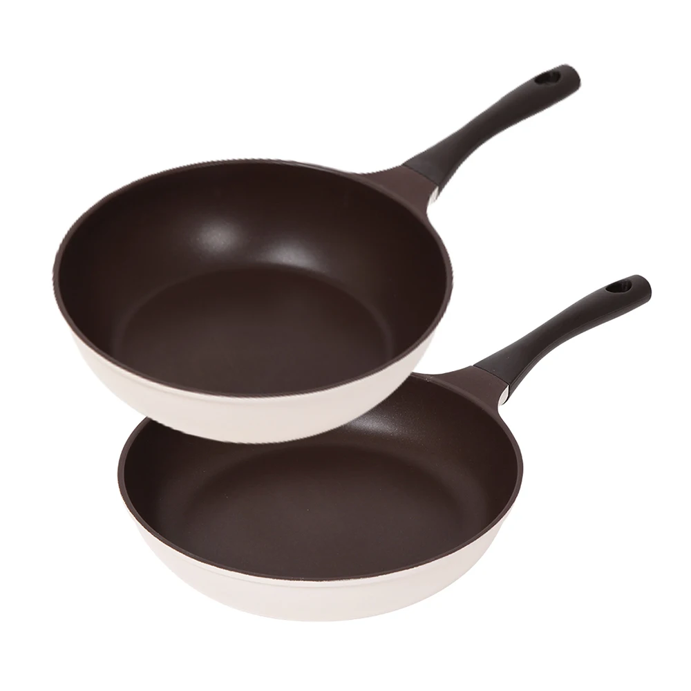 1 + 1 Inducted Frying Pan Nonstick Light Coated Pan Casting Frying Pan Choco Cream IH Frying Pan 26cm + 30cm