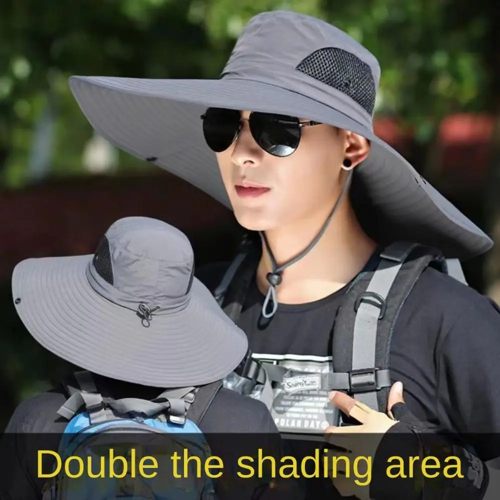 

Large Brim Polyester Sun Hat UV Protection Breathable Mesh Cap Foldable Men and Women Outdoor Fishing Hiking Beach Caps