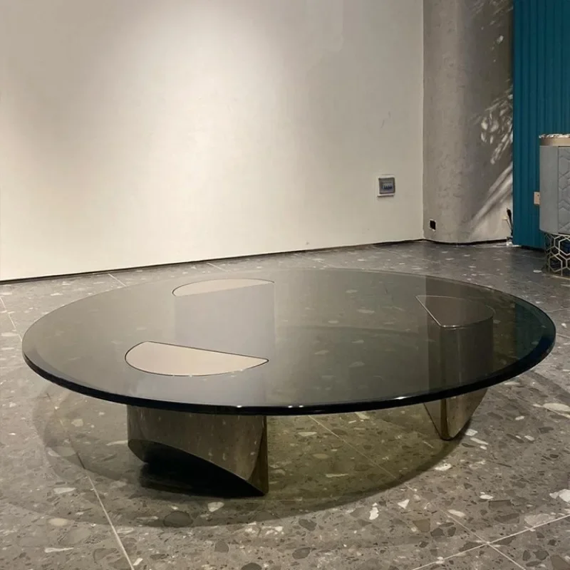 Suspended round coffee table premium Italian minimalist tempered glass table creative high-end furniture