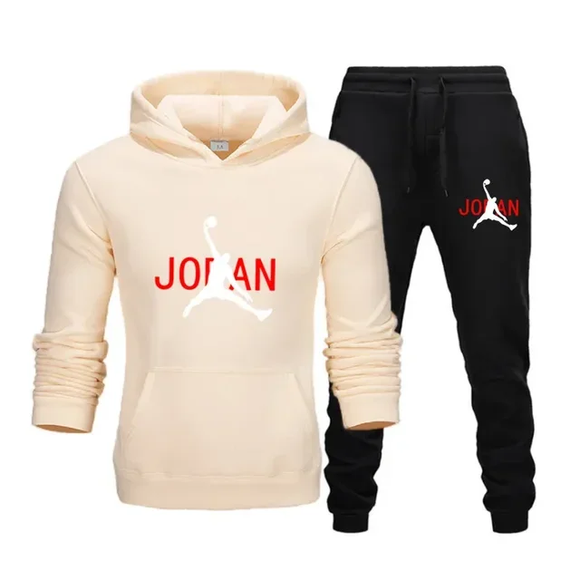 Fashion 2024 Autumn winter men's sports hoodie + sweatpants two-piece set, new outdoor basketball men's casual pullover suit