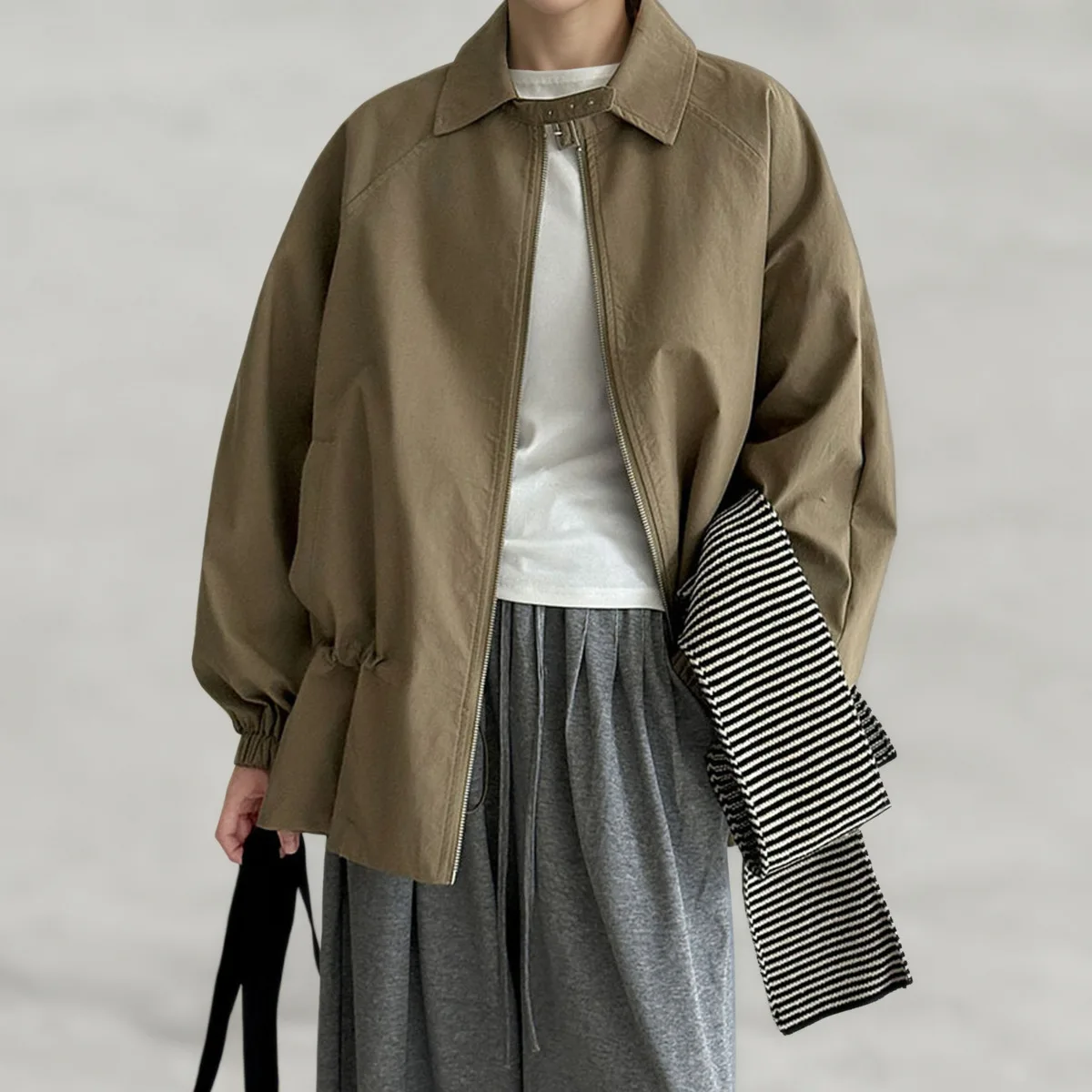 سترة CiCi برباط ملابس خارجية مريحة من مزيج القطن والنايلون لخريف وشتاء Y2K مستوحاة من أزياء الشارع الرائجة 2025 #5